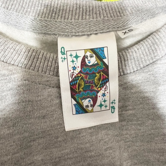 Queen Of Sparkles Smiley Face Skull Crossbones Sequin Pearl Embellished Sweater - Picture 2 of 4